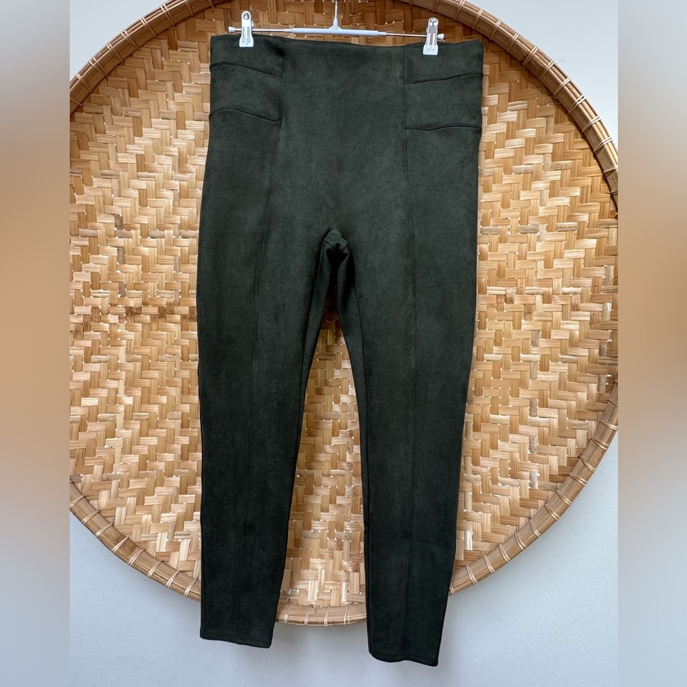 Spanx - Faux Suede Olive Green Leggings